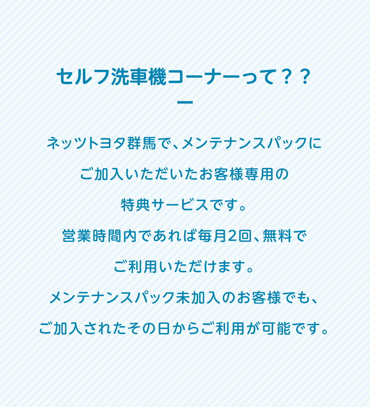 セルフ洗車機  ネッツトヨタ群馬株式会社